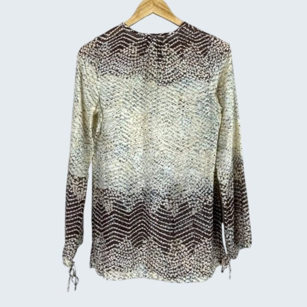 JOIE ABSTRACT PRINT IVORY TIE NECK TUNIC - Picture 8 of 9